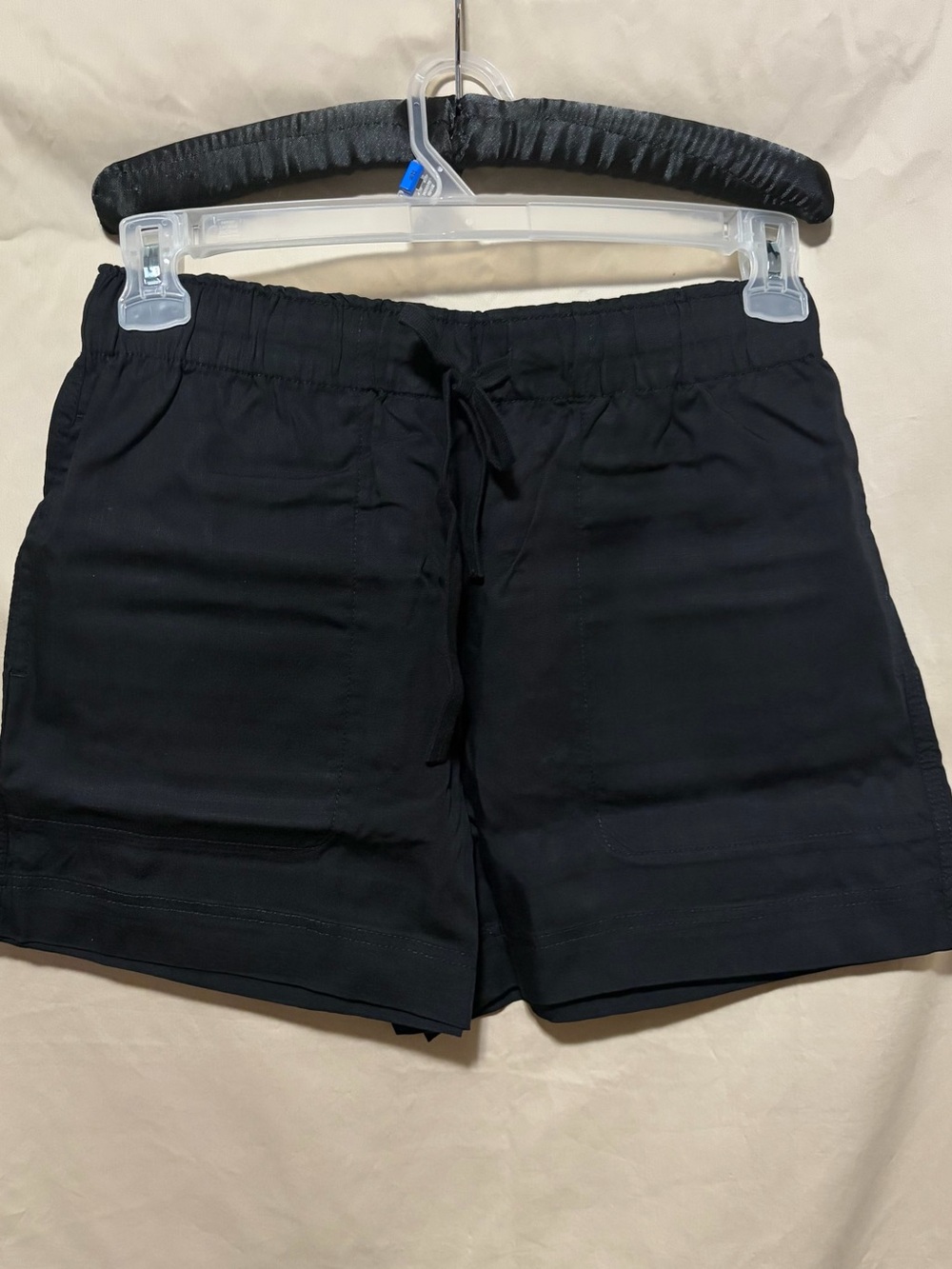 Hilary Radley Black Elastic Drawstring Athletic Shorts